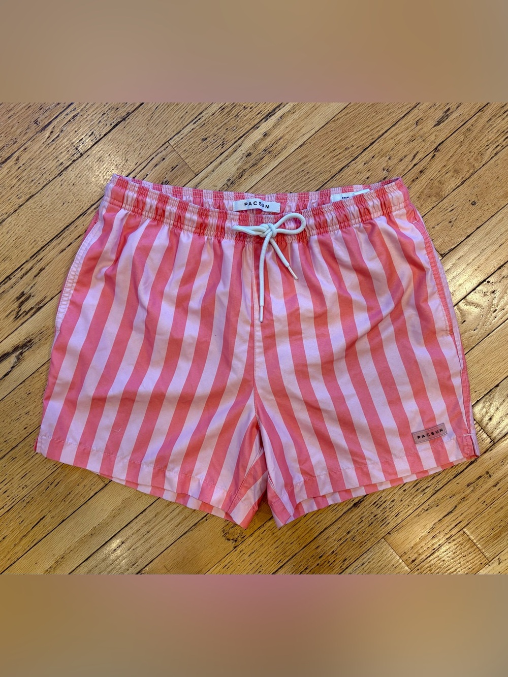 PacSun Pink & Light Pink Vertical Stripe Drawstring Shorts
